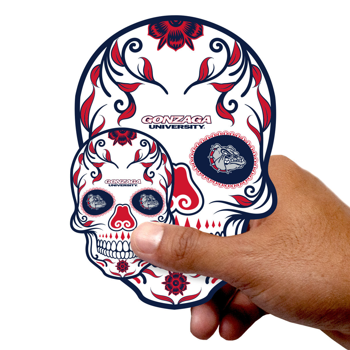 Gonzaga Bulldogs - 5 Sugar Skull Logo Minis (Mixed Sizes) - Official NCAA - Reusable Vinyl Decals