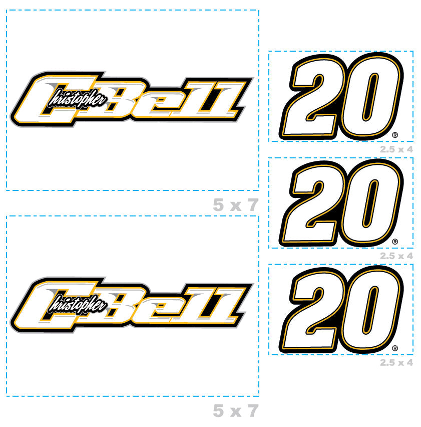 Christopher Bell - 5 Logo Minis (Mixed Sizes) - Official NASCAR - Reusable Vinyl Decals