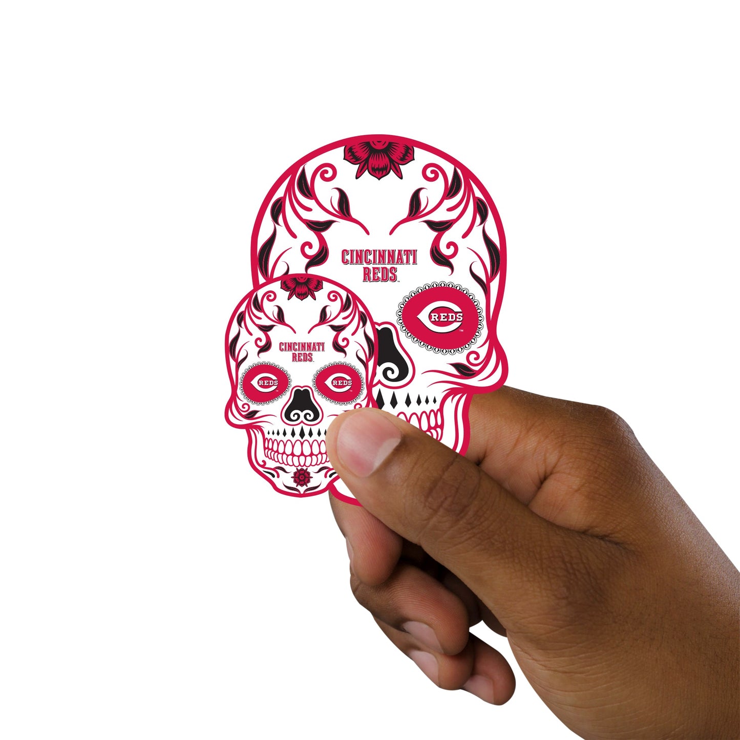 Cincinnati Reds - 5 Sugar Skull Logo Minis (Mixed Sizes) - Official MLB - Reusable Vinyl Decals