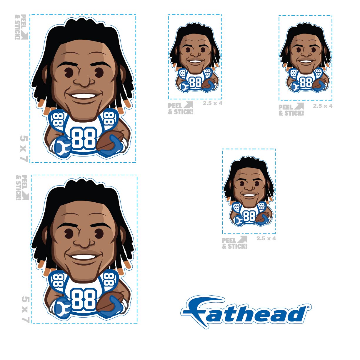 CeeDee Lamb - 5 Emoji Minis (Mixed Sizes) - Official NFLPA - Dallas Cowboys - Reusable Vinyl Decals
