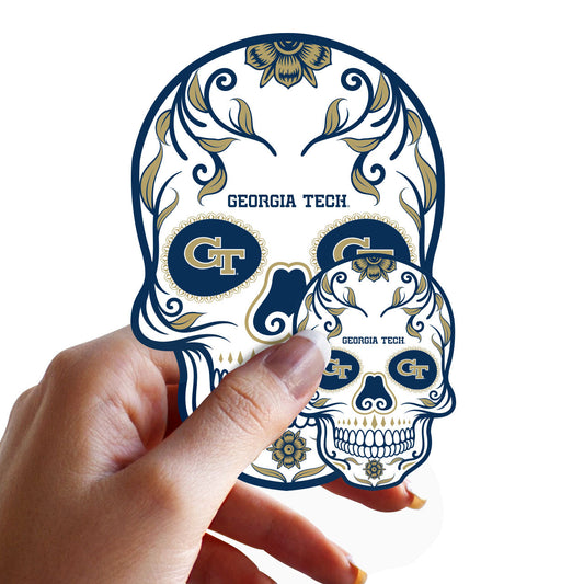 Georgia Tech Yellow Jackets - 5 Sugar Skull Logo Minis (Mixed Sizes) - Official NCAA - Reusable Vinyl Decals