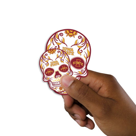 Iowa State Cyclones - 5 Sugar Skull Logo Minis (Mixed Sizes) - Official NCAA - Reusable Vinyl Decals