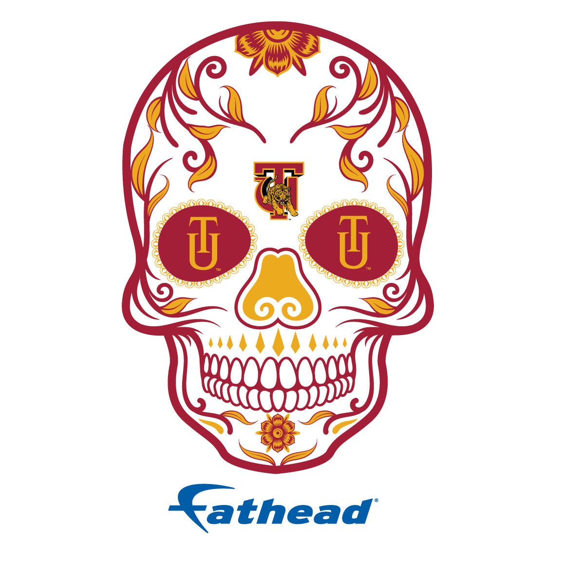 Tuskegee Golden Tigers - 5 Sugar Skull Logo Minis (Mixed Sizes) - Official NCAA - Reusable Vinyl Decals
