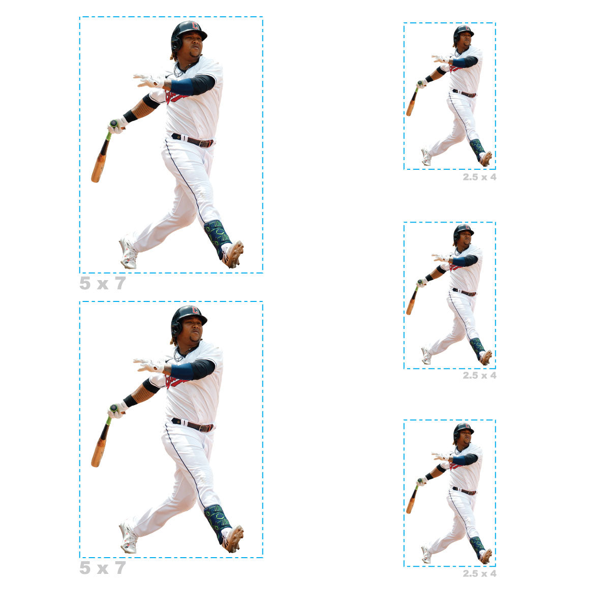 José Ramírez - 5 Player Minis (Mixed Sizes) - Official MLB - Cleveland Guardians - Reusable Vinyl Decals