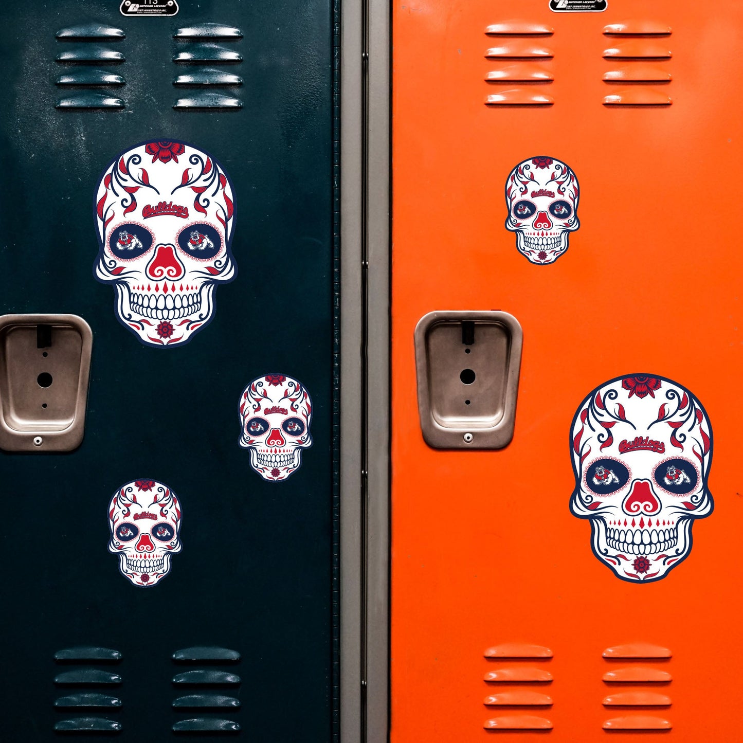 Fresno State Bulldogs - 5 Sugar Skull Logo Minis (Mixed Sizes) - Official NCAA - Reusable Vinyl Decals
