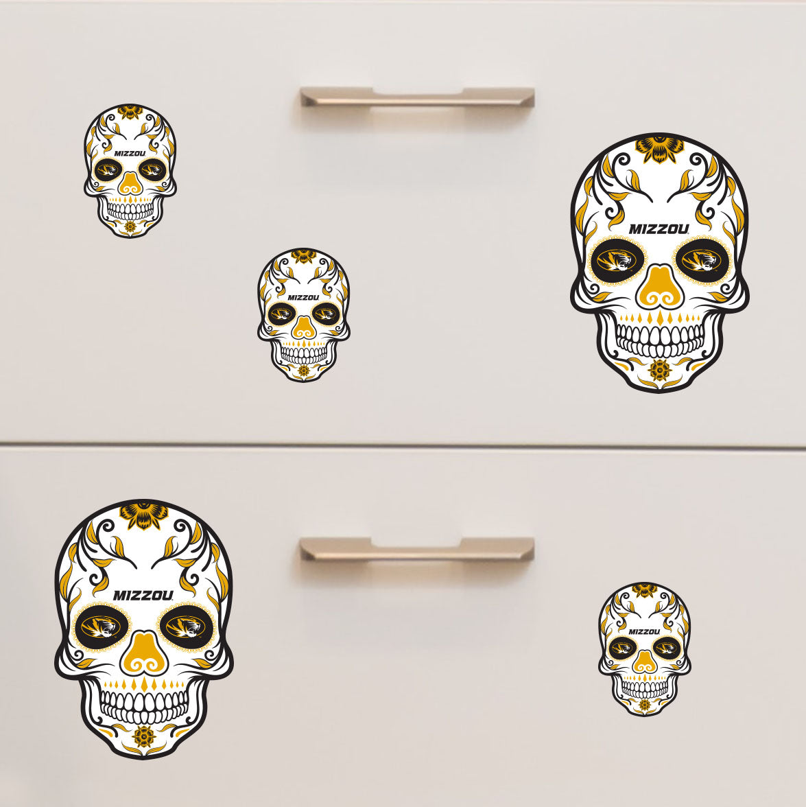 Missouri Tigers - 5 Sugar Skull Logo Minis (Mixed Sizes) - Official NCAA - Reusable Vinyl Decals