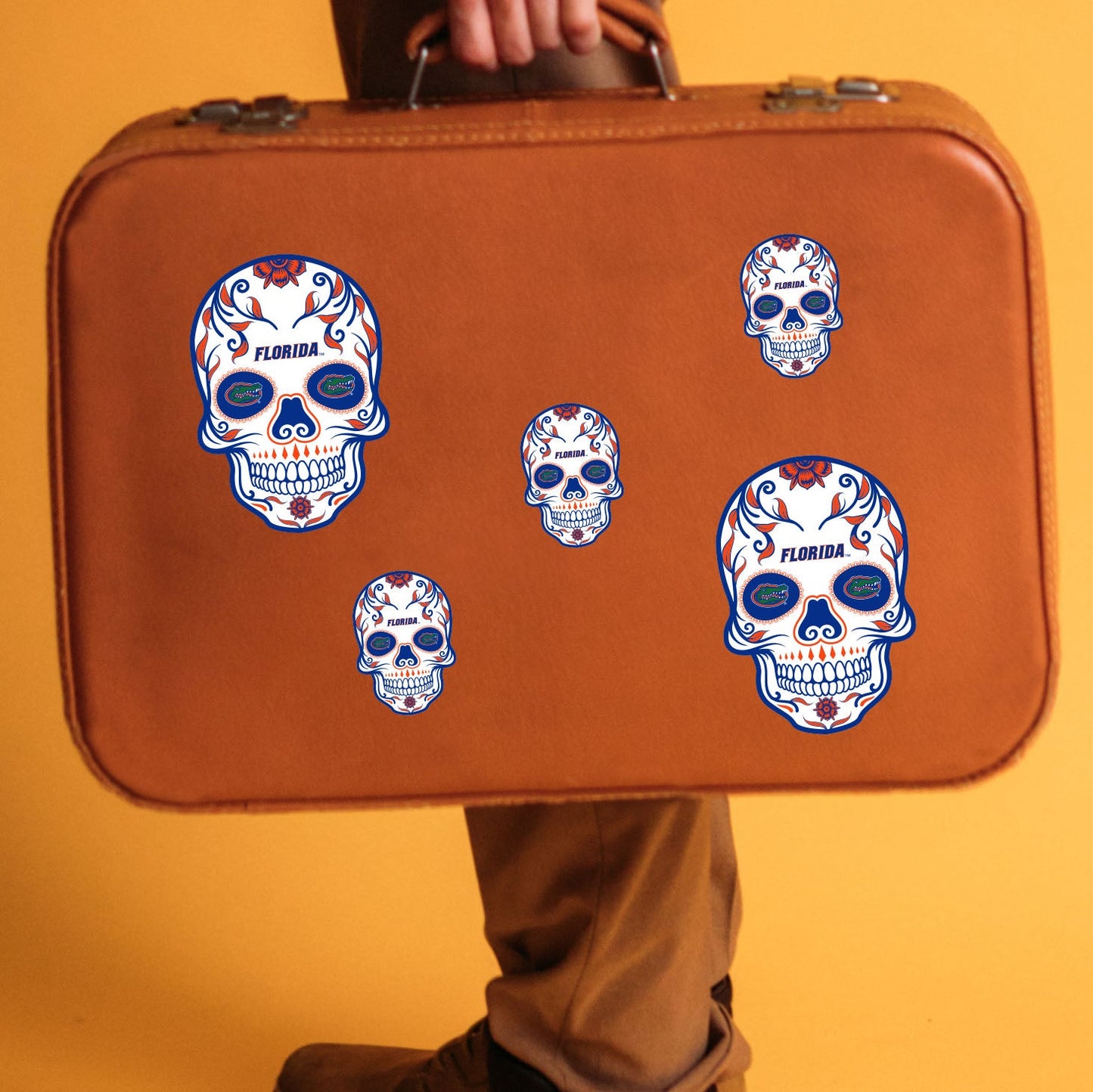 Florida Gators - 5 Sugar Skull Logo Minis (Mixed Sizes) - Official NCAA - Reusable Vinyl Decals