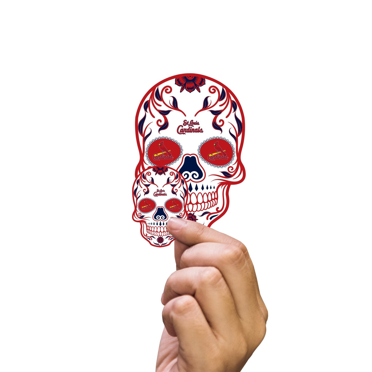 St. Louis Cardinals - 5 Sugar Skull Logo Minis (Mixed Sizes) - Official MLB - Reusable Vinyl Decals