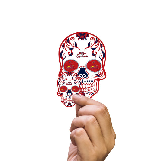 St. Louis Cardinals - 5 Sugar Skull Logo Minis (Mixed Sizes) - Official MLB - Reusable Vinyl Decals