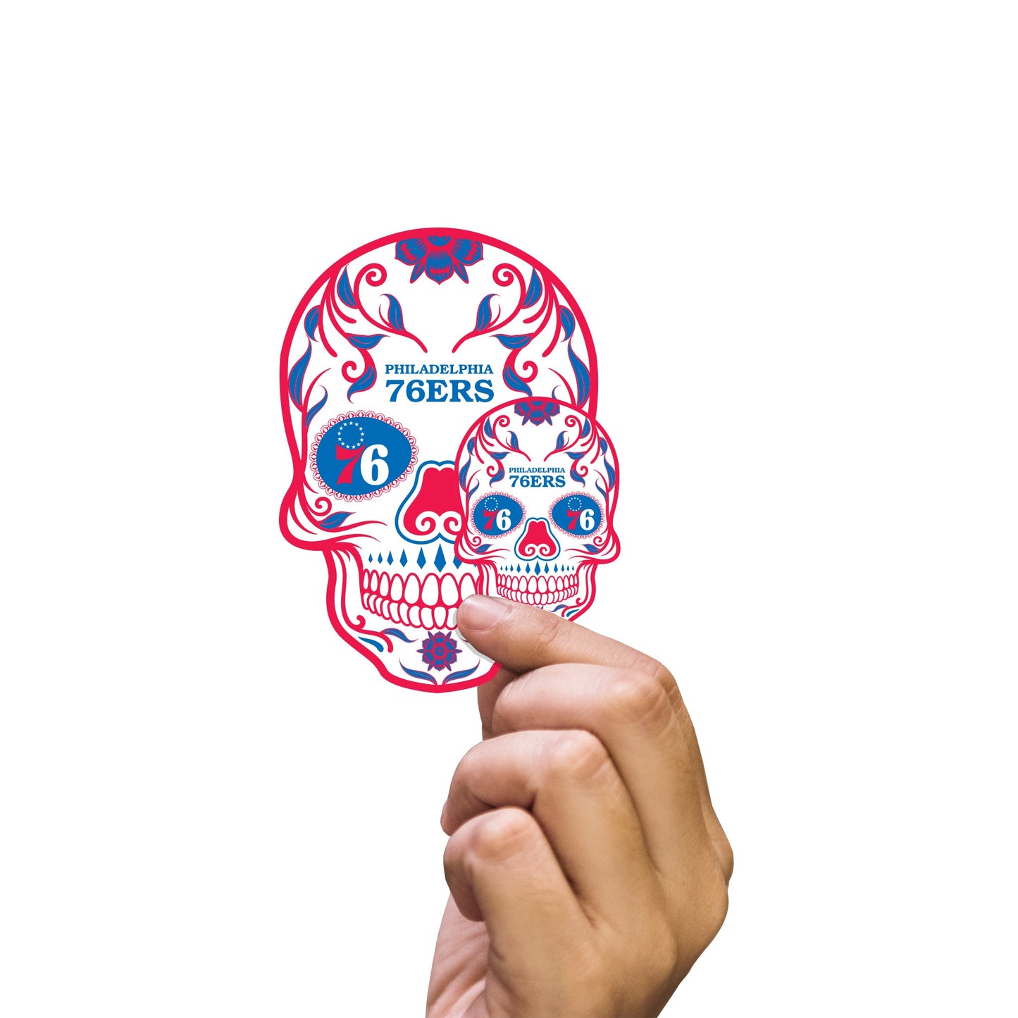 Philadelphia 76ers - 5 Sugar Skull Logo Minis (Mixed Sizes) - Official NBA - Reusable Vinyl Decals