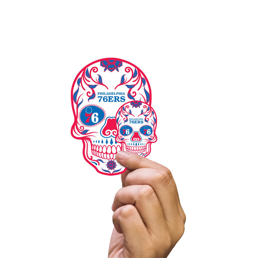 Philadelphia 76ers - 5 Sugar Skull Logo Minis (Mixed Sizes) - Official NBA - Reusable Vinyl Decals