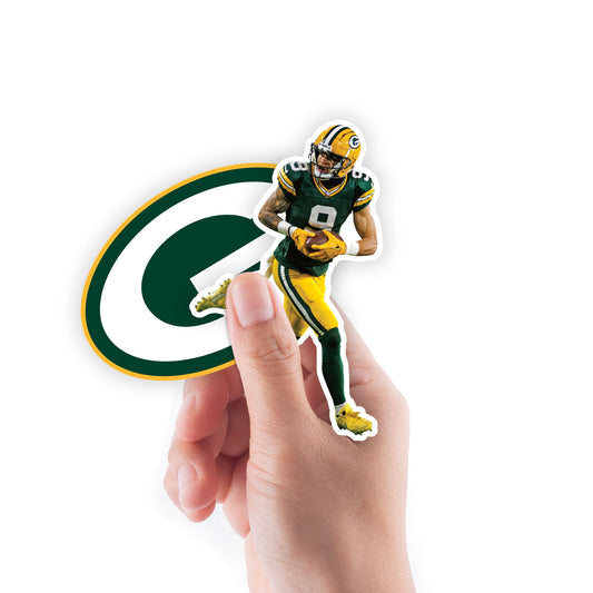 Christian Watson - 5 Minis (Mixed Sizes) - Official NFL - Green Bay Packers - Reusable Vinyl Decals