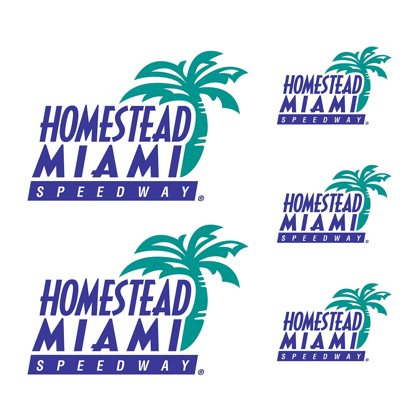 Homestead-Miami Speedway - 5 Logo Minis (Mixed Sizes) - Official NASCAR - Reusable Vinyl Decals