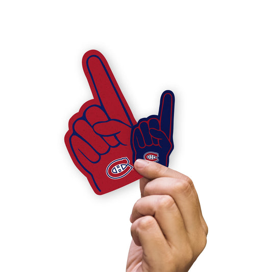 Montreal Canadiens - 4 Foam Finger Minis (Mixed Sizes) - Official NHL - Reusable Vinyl Decals