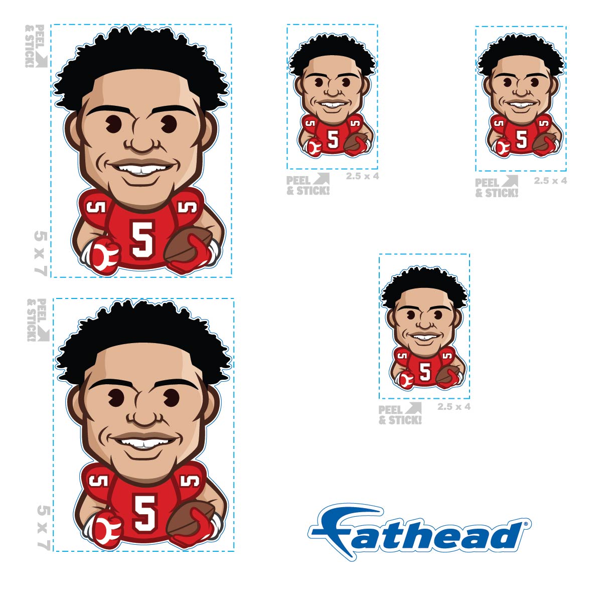 Drake London - 5 Emoji Minis (Mixed Sizes) - Official NFLPA - Atlanta Falcons - Reusable Vinyl Decals