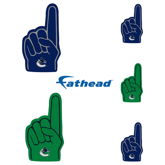 Vancouver Canucks - 5 Foam Finger Minis (Mixed Sizes) - Official NHL - Reusable Vinyl Decals