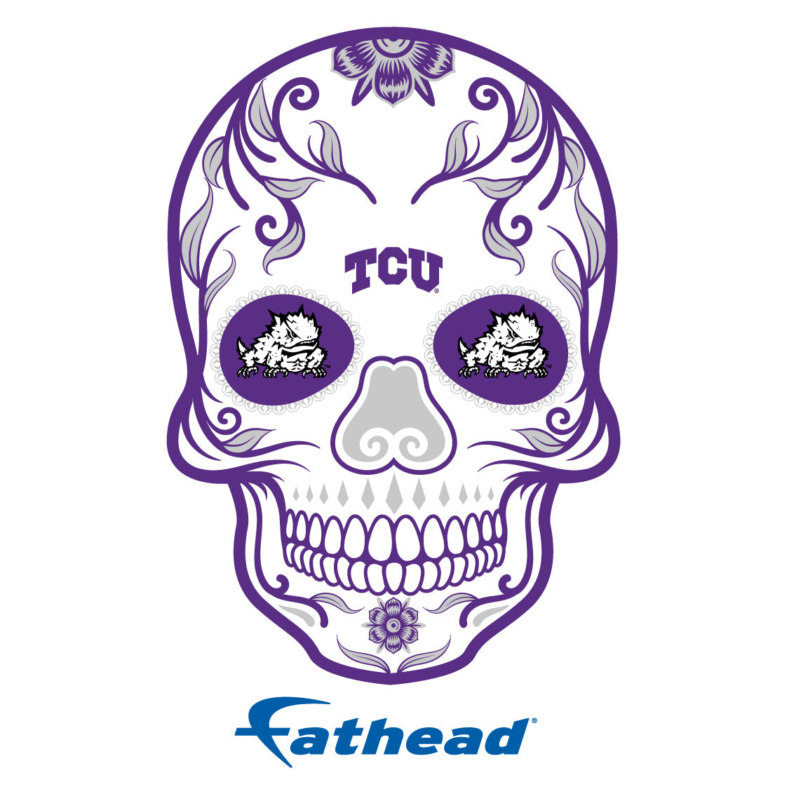 TCU Horned Frogs - 5 Sugar Skull Logo Minis (Mixed Sizes) - Official NCAA - Reusable Vinyl Decals