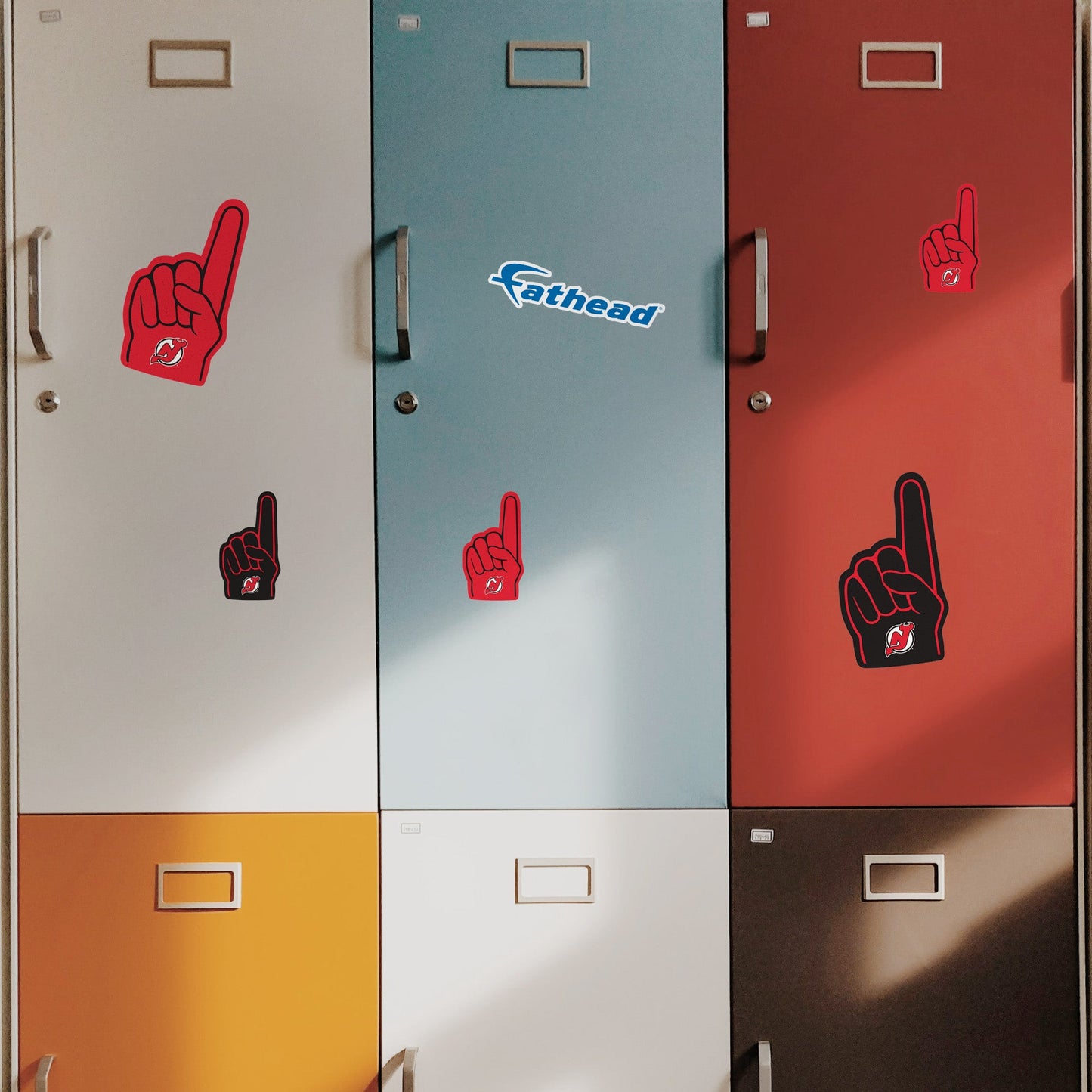 New Jersey Devils - 5 Foam Finger Minis (Mixed Sizes) - Official NHL - Reusable Vinyl Decals