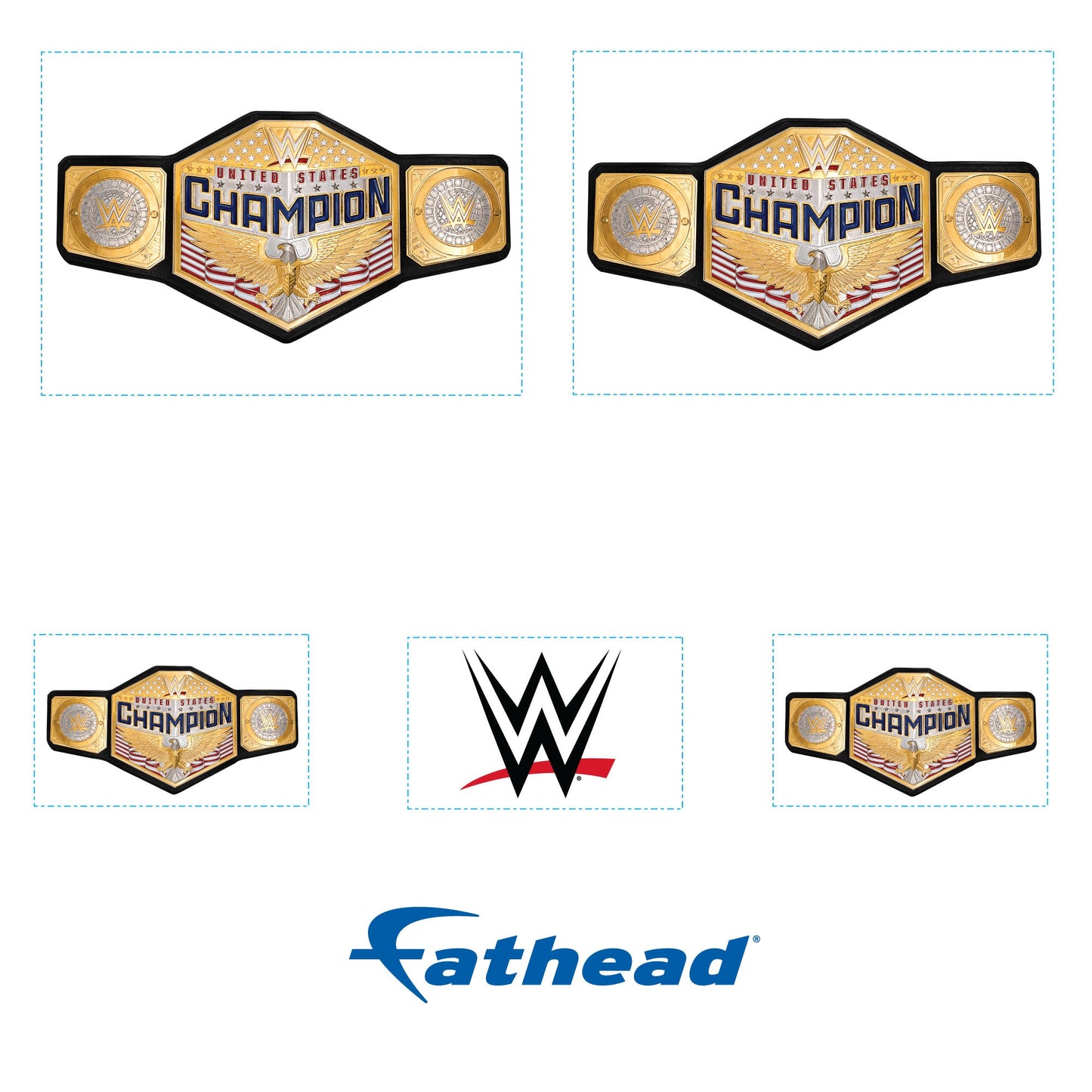 United States Title - 5 Logo Minis (Mixed Sizes) - Official WWE - Reusable Vinyl Decals