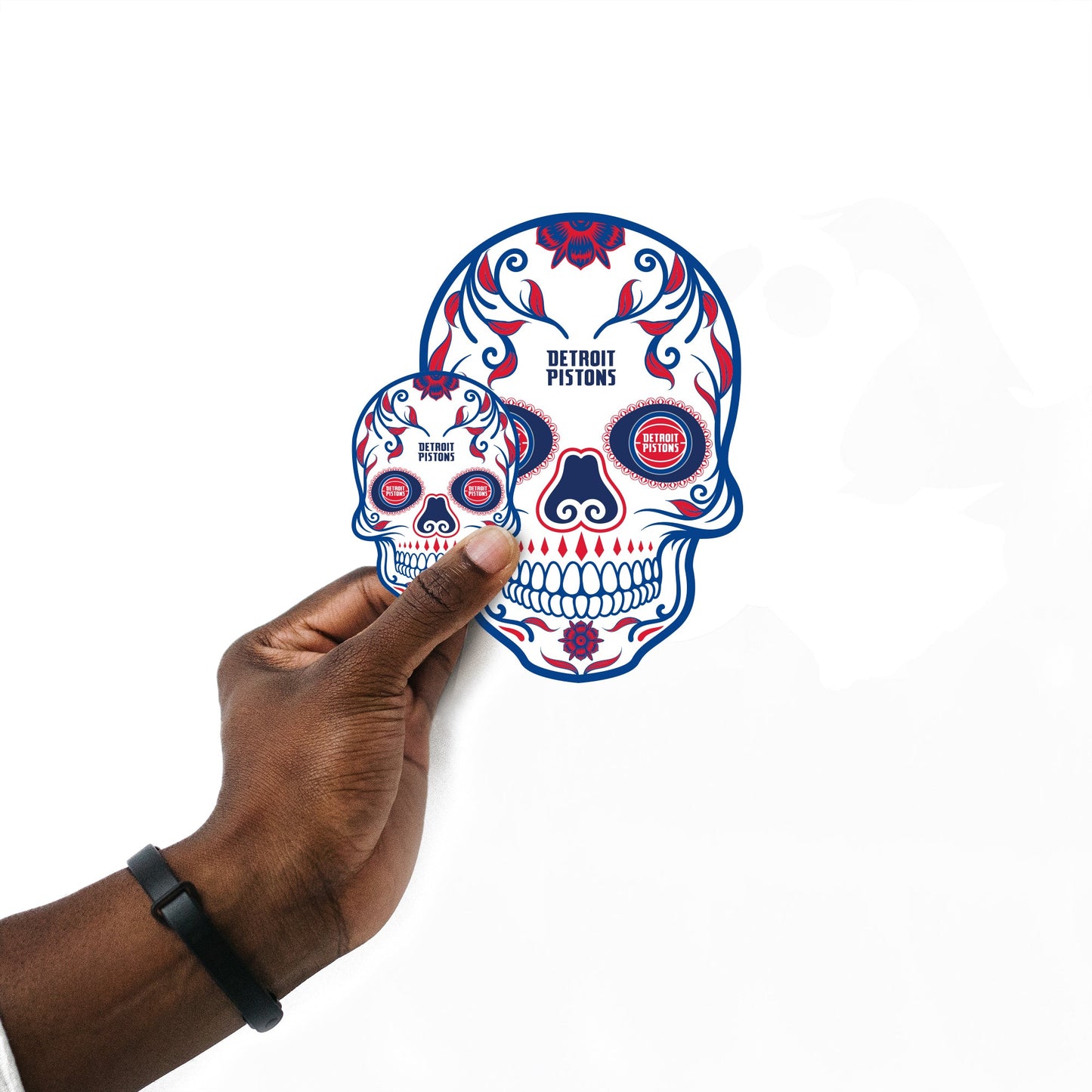 Detroit Pistons - 5 Sugar Skull Logo Minis (Mixed Sizes) - Official NBA - Reusable Vinyl Decals