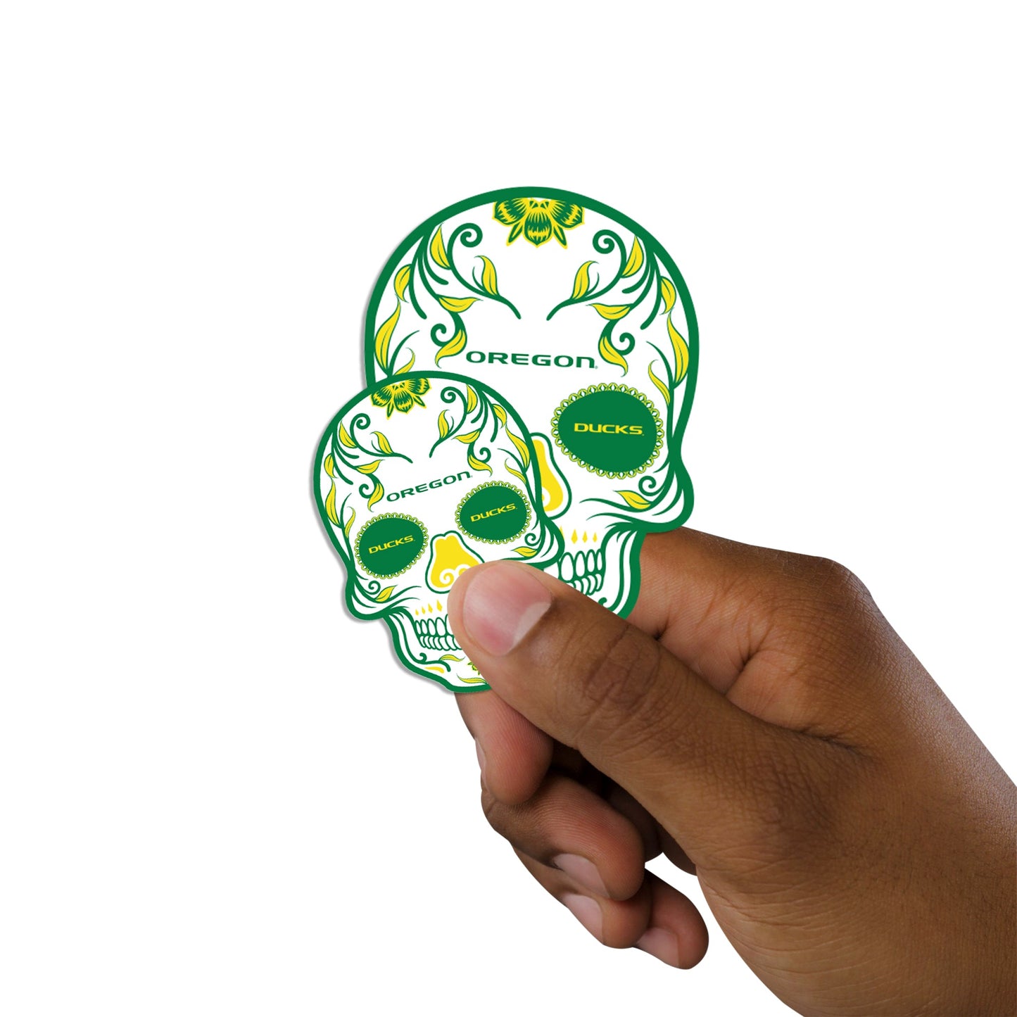 Oregon Ducks - 5 Sugar Skull Logo Minis (Mixed Sizes) - Official NCAA - Reusable Vinyl Decals