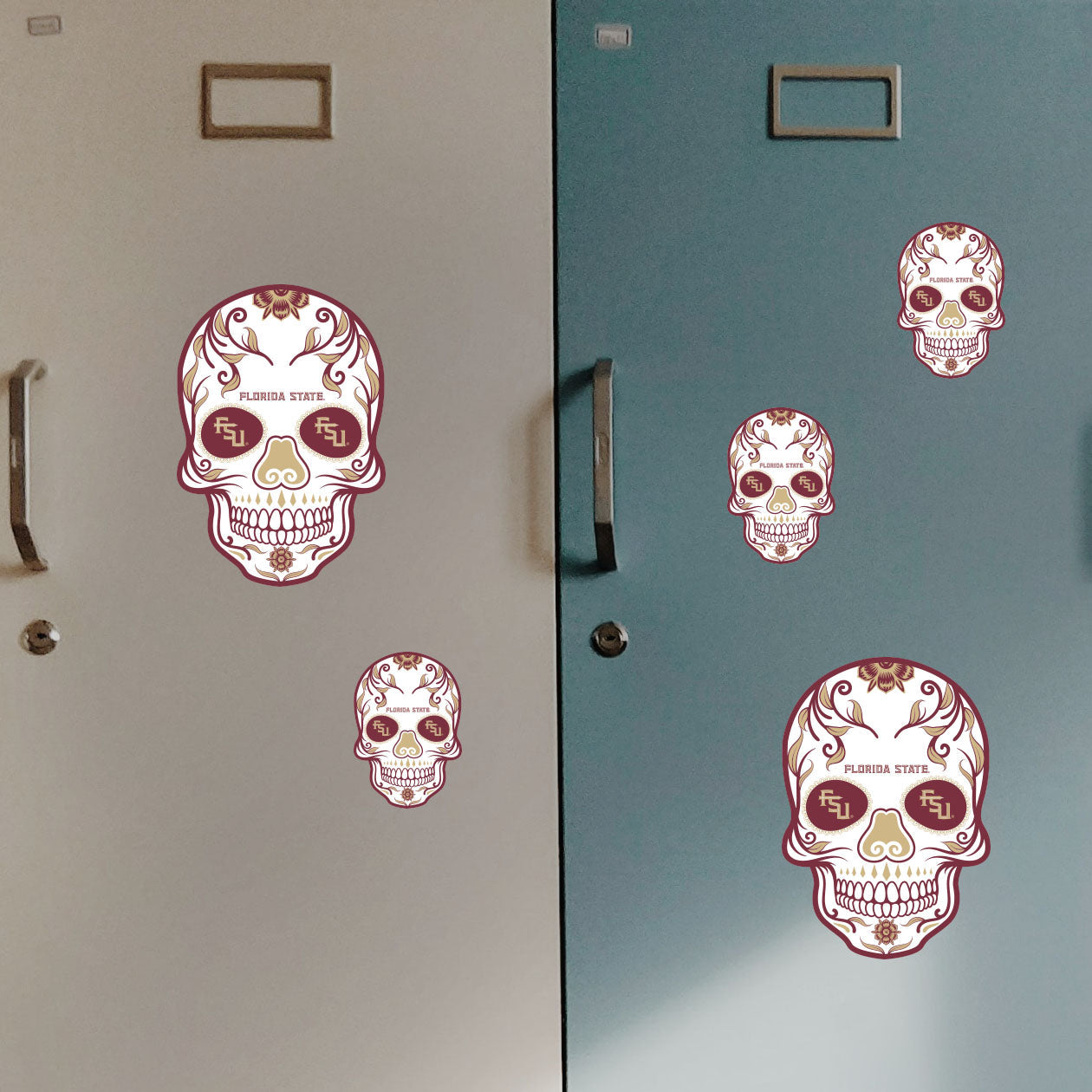 Florida State Seminoles - 5 Sugar Skull Logo Minis (Mixed Sizes) - Official NCAA - Reusable Vinyl Decals
