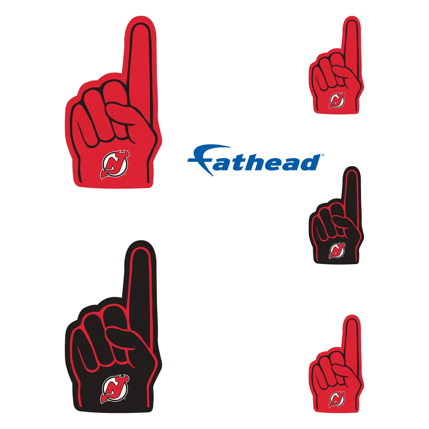 New Jersey Devils - 5 Foam Finger Minis (Mixed Sizes) - Official NHL - Reusable Vinyl Decals