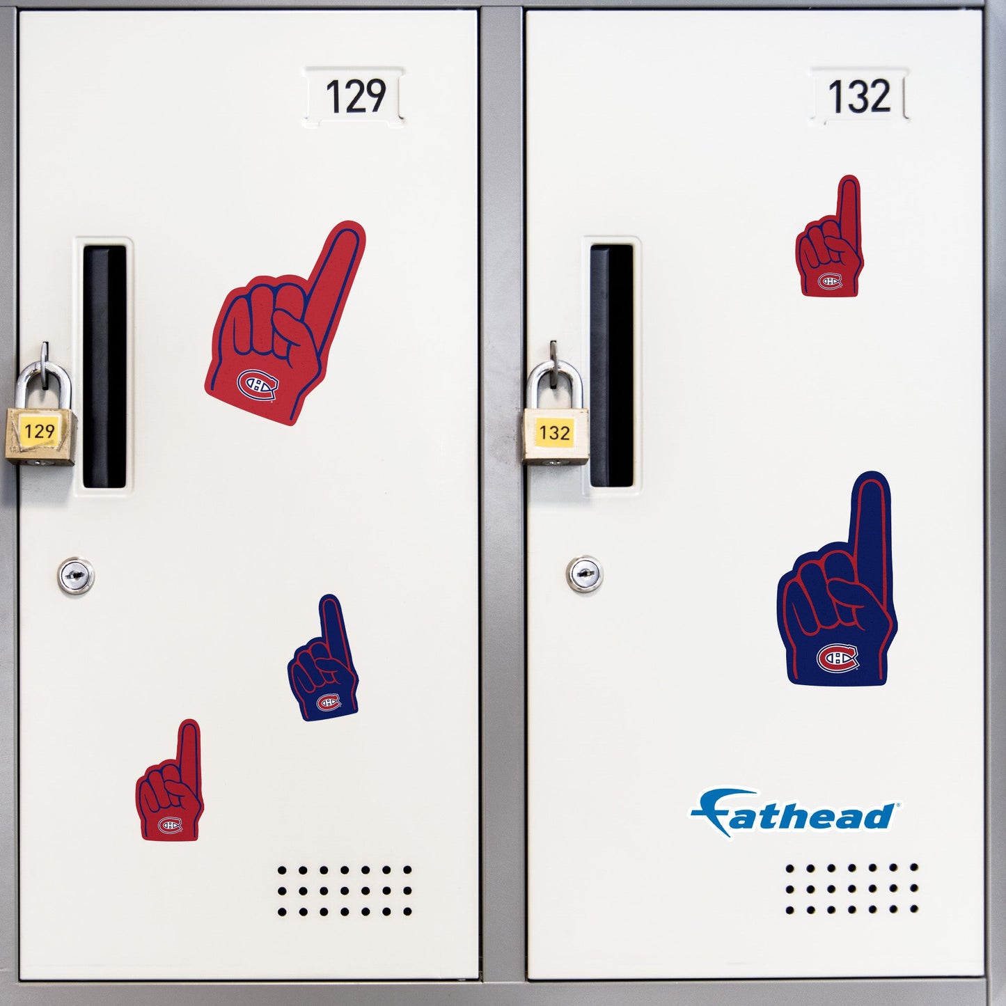 Montreal Canadiens - 4 Foam Finger Minis (Mixed Sizes) - Official NHL - Reusable Vinyl Decals