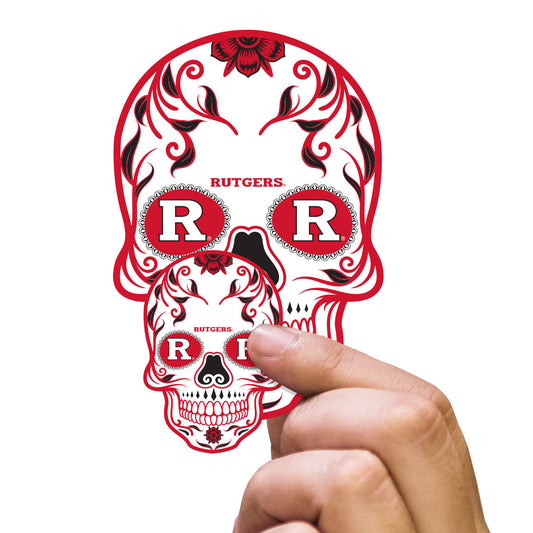 Rutgers Scarlet Knights - 5 Sugar Skull Logo Minis (Mixed Sizes) - Official NCAA - Reusable Vinyl Decals