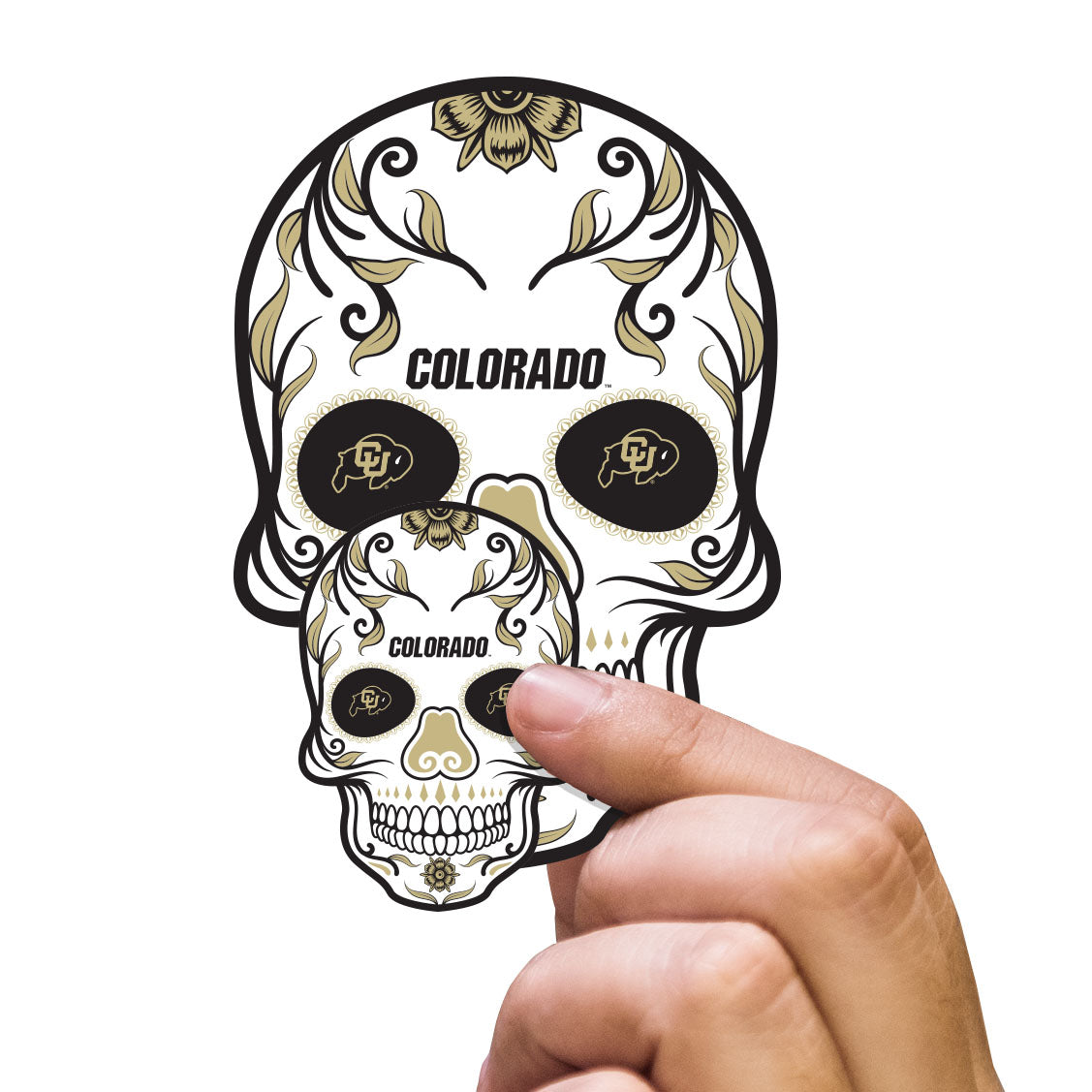 Colorado Buffaloes - 5 Sugar Skull Logo Minis (Mixed Sizes) - Official NCAA - Reusable Vinyl Decals