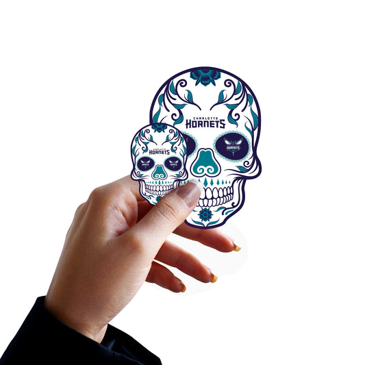 Charlotte Hornets - 5 Sugar Skull Logo Minis (Mixed Sizes) - Official NBA - Reusable Vinyl Decals