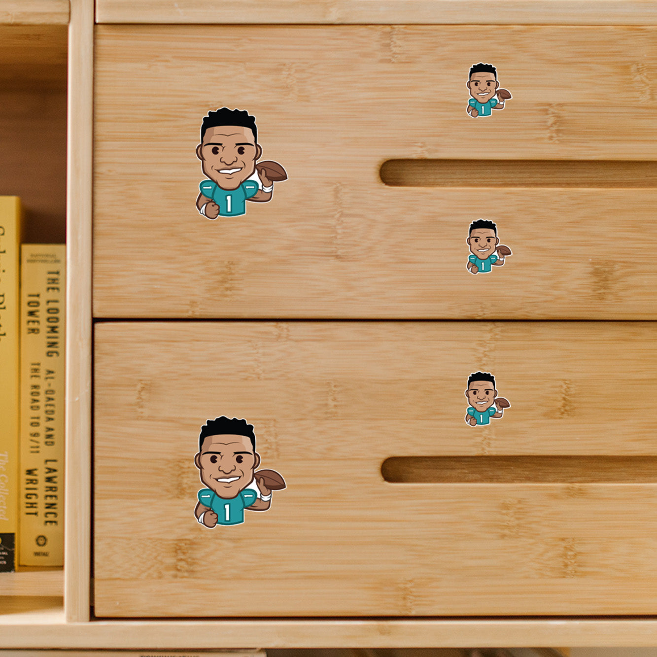 Tua Tagovailoa - 5 Emoji Minis (Mixed Sizes) - Official NFLPA - Miami Dolphins - Reusable Vinyl Decals