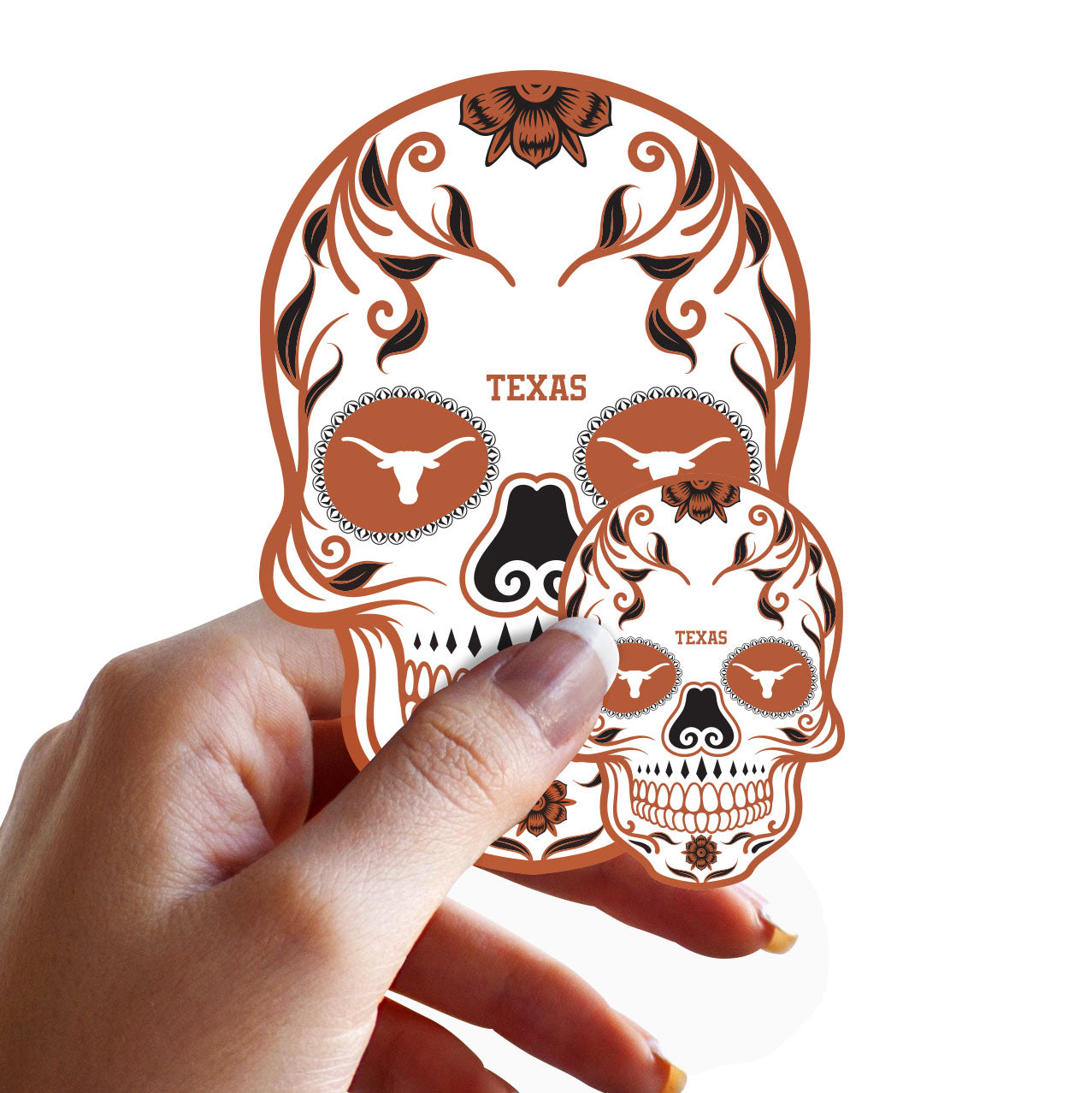 Texas Longhorns - 5 Sugar Skull Logo Minis (Mixed Sizes) - Official NCAA - Reusable Vinyl Decals