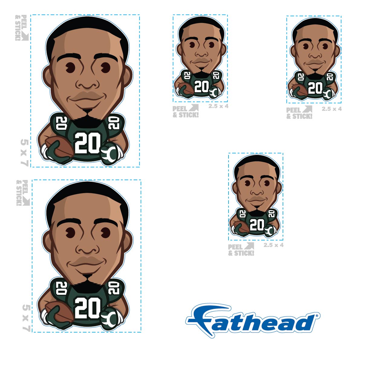 Breece Hall - 5 Emoji Minis (Mixed Sizes) - Official NFLPA - New York Jets - Reusable Vinyl Decals