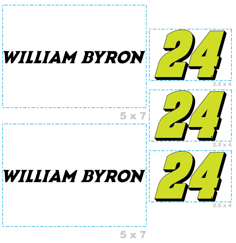 William Byron - 5 Logo Minis (Mixed Sizes) - Official NASCAR - Reusable Vinyl Decals