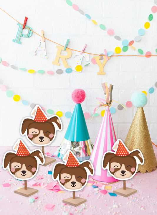 Sheet of 9 - Holiday:  Happy Dog  Minis   Cardstock Cutout  -      Big Head