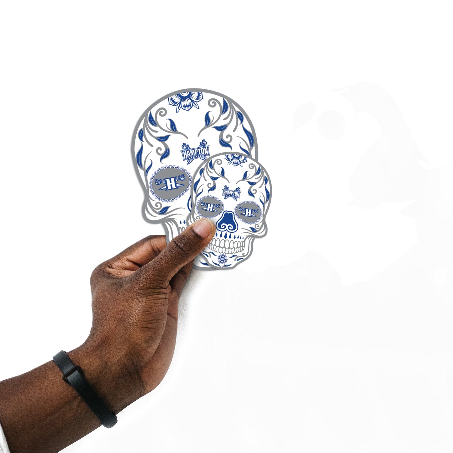 Hampton Pirates - 5 Sugar Skull Logo Minis (Mixed Sizes) - Official NCAA - Reusable Vinyl Decals