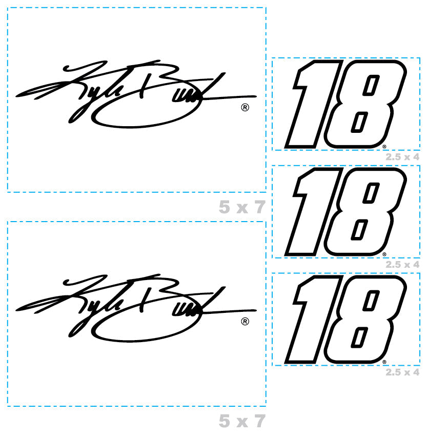 Kyle Busch - 5 Logo Minis (Mixed Sizes) - Official NASCAR - Reusable Vinyl Decals