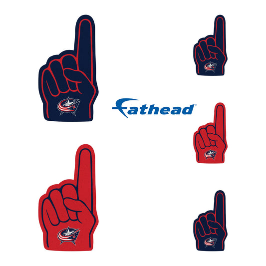 Columbus Blue Jackets - 5 Foam Finger Minis (Mixed Sizes) - Official NHL - Reusable Vinyl Decals