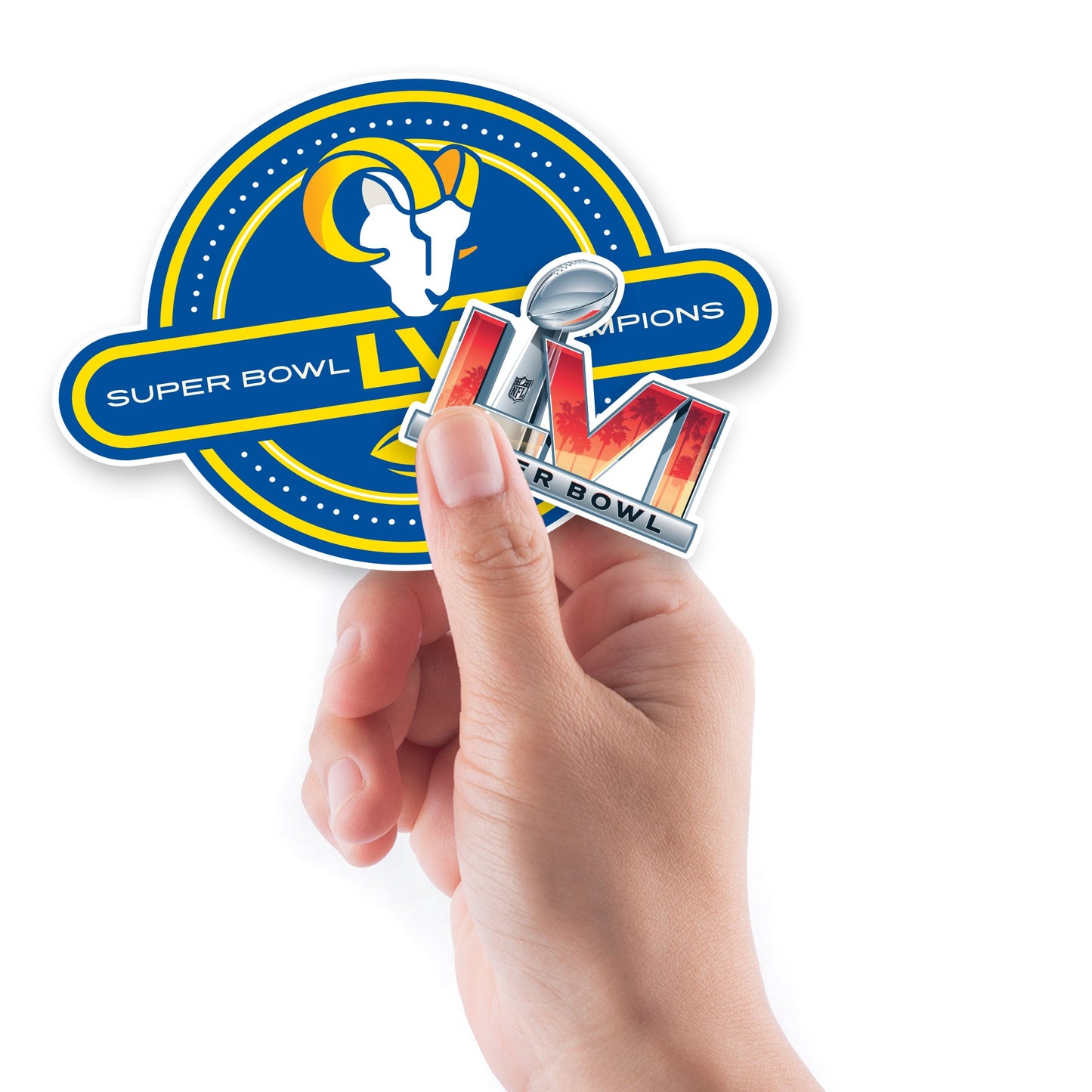 Los Angeles Rams - 5 Logo Minis (Mixed Sizes) - Official NFL - Super Bowl LVI Champions - Reusable Vinyl Decals