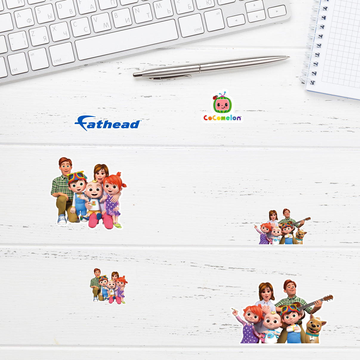 JJ - 5 Character Minis (Mixed Sizes) - Official CoComelon - Family - Reusable Vinyl Decals