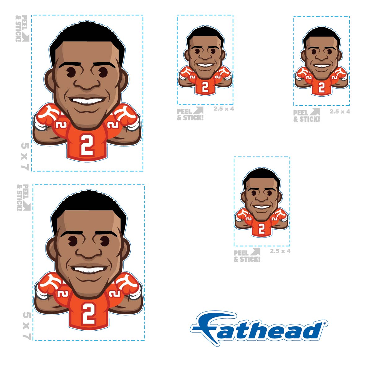 Pat Surtain II - 5 Emoji Minis (Mixed Sizes) - Official NFLPA - Denver Broncos - Reusable Vinyl Decals