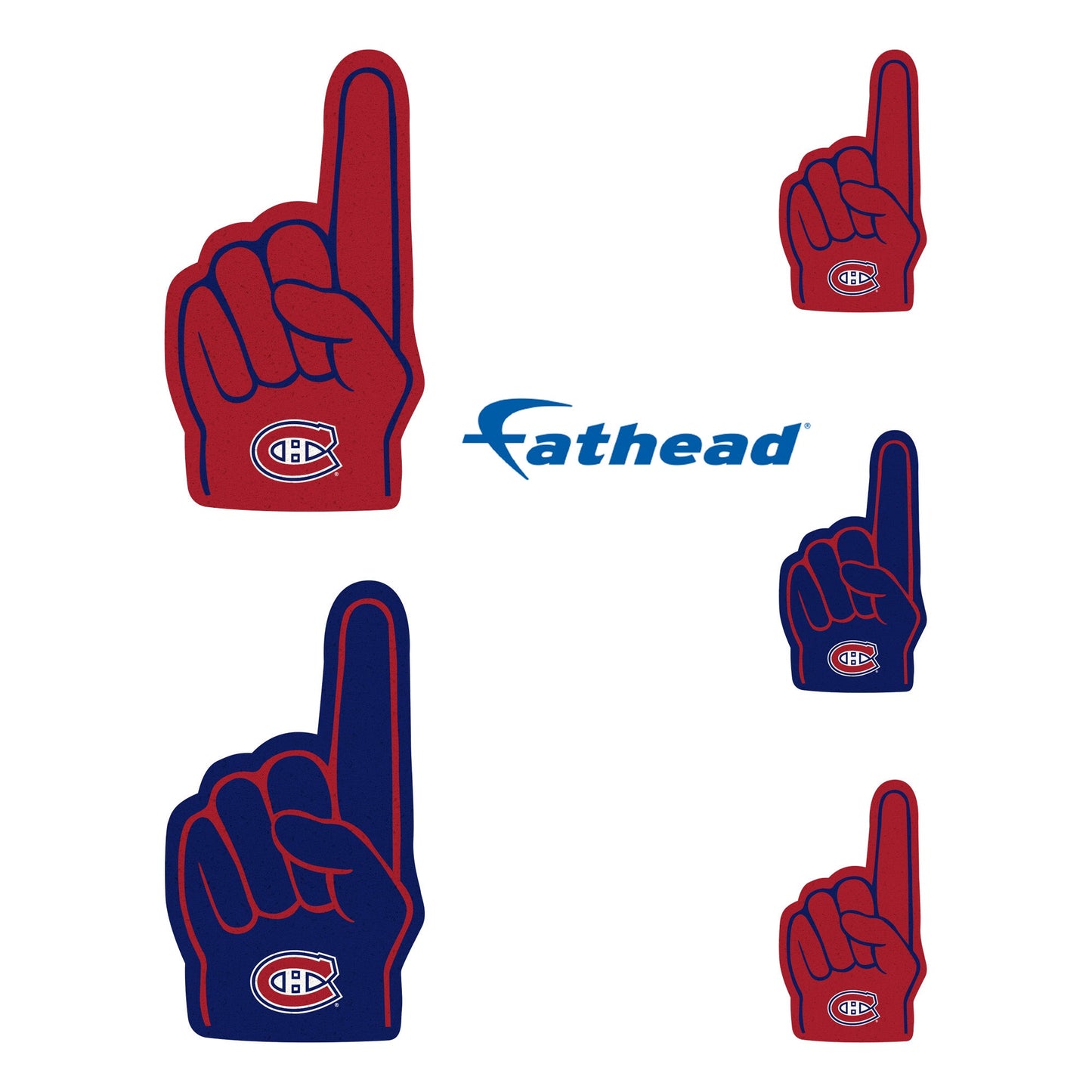 Montreal Canadiens - 4 Foam Finger Minis (Mixed Sizes) - Official NHL - Reusable Vinyl Decals