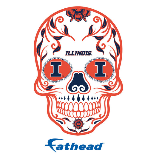 Illinois Fighting Illini - 5 Sugar Skull Logo Minis (Mixed Sizes) - Official NCAA - Reusable Vinyl Decals