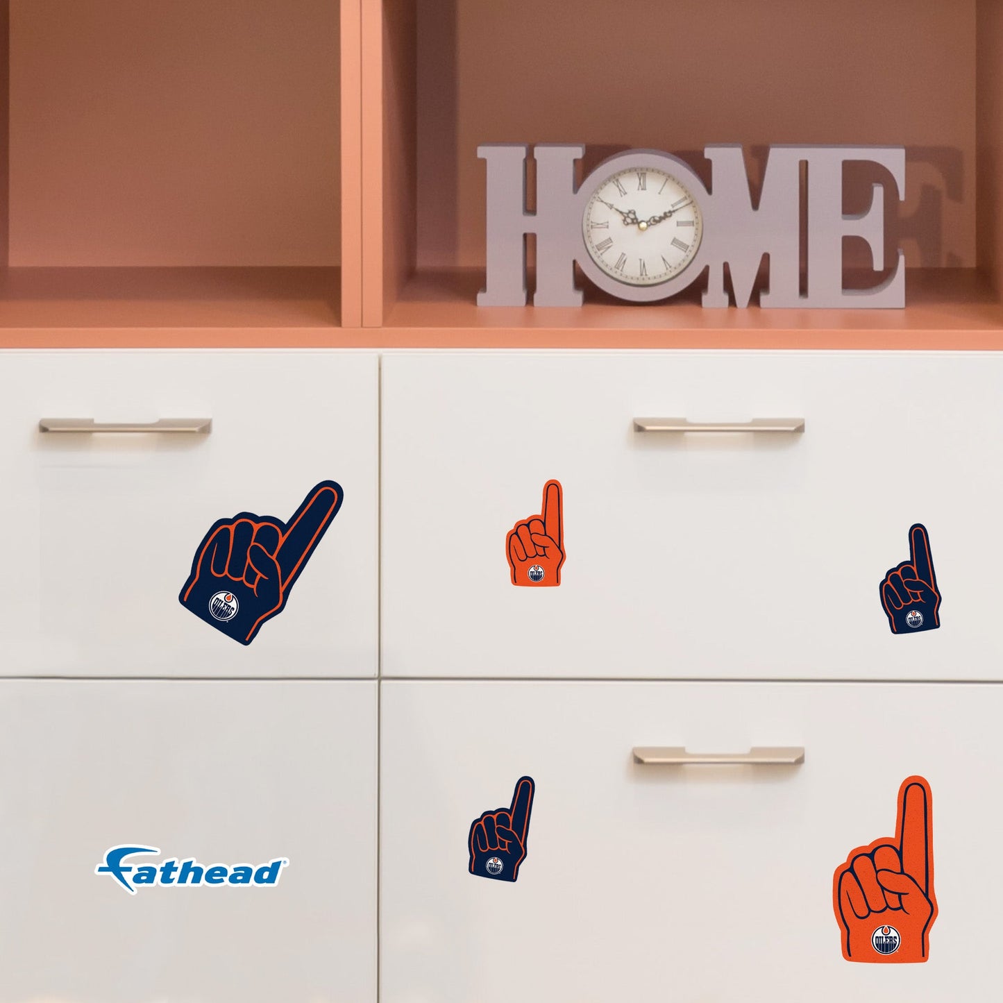 Edmonton Oilers - 5 Foam Finger Minis (Mixed Sizes) - Official NHL - Reusable Vinyl Decals