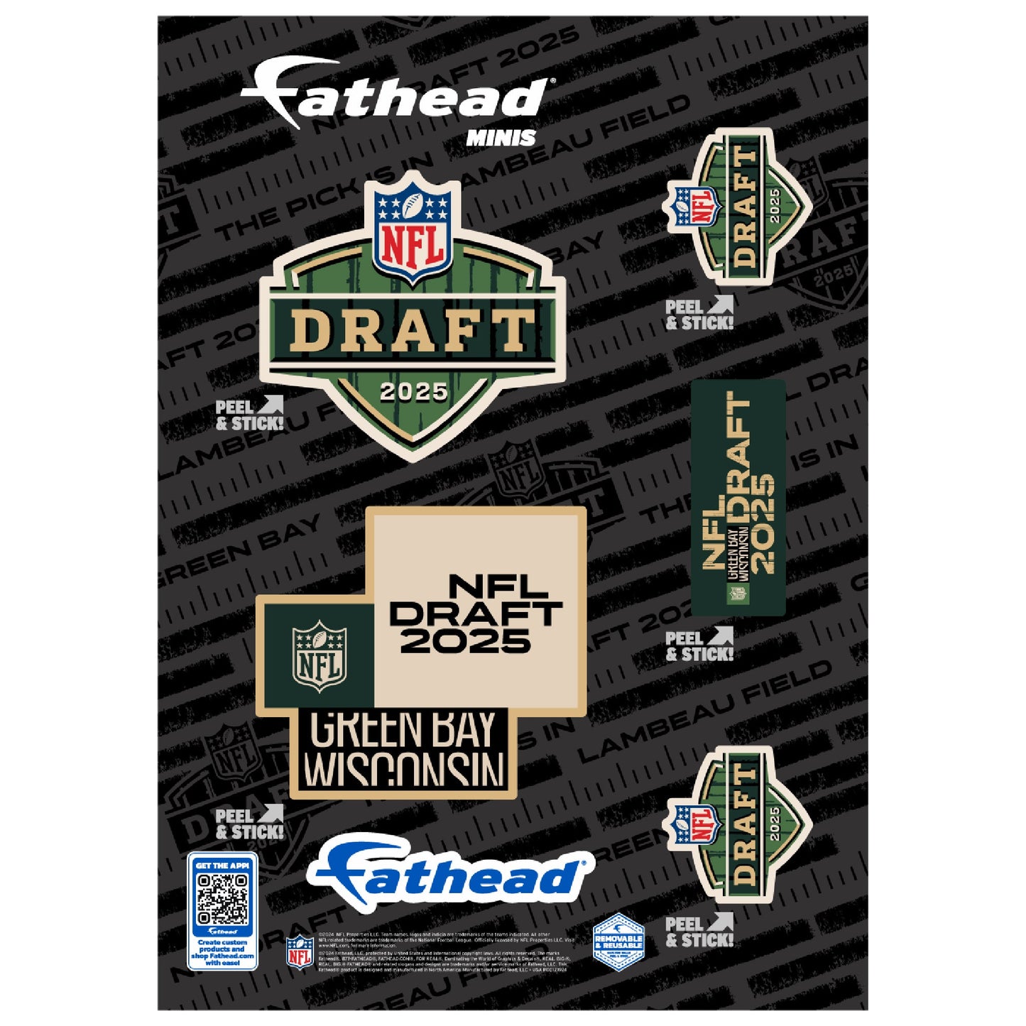 2025 Draft - 5 Logo Minis (Mixed Sizes) - Official NFL - Reusable Vinyl Decals