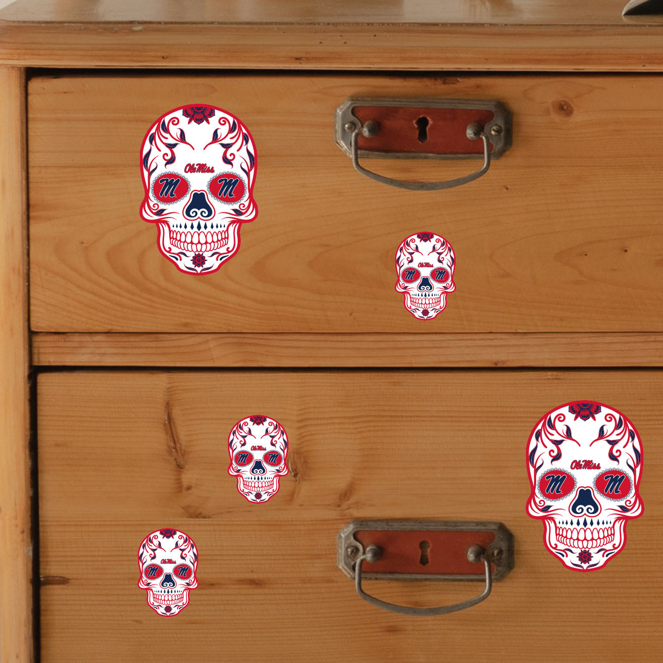 Ole Miss Rebels - 5 Sugar Skull Logo Minis (Mixed Sizes) - Official NCAA - Reusable Vinyl Decals