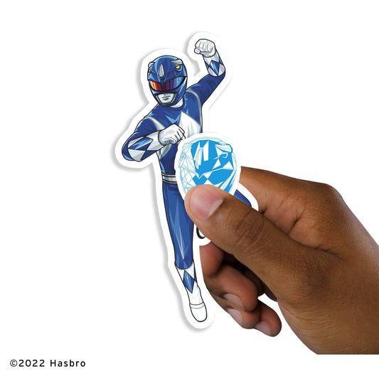 Power Rangers - 5 Character Minis (Mixed Sizes) - Official Hasbro - Blue Ranger - Reusable Vinyl Decals