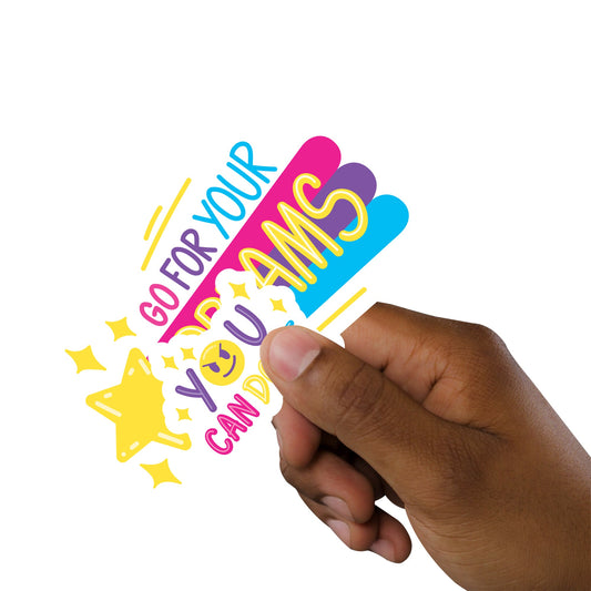 Sheet of 5 -Back to School:  Go For Your Dreams Minis        -   Removable    Adhesive Decal