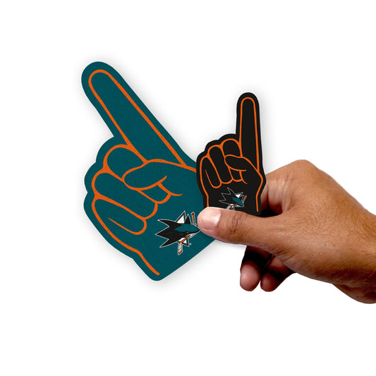 San Jose Sharks - 5 Foam Finger Minis (Mixed Sizes) - Official NHL - Reusable Vinyl Decals